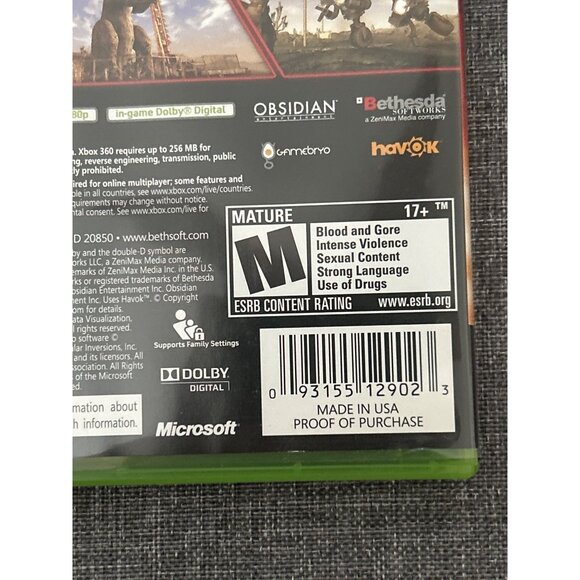 Fallout New Vegas Xbox 360 2010 Action Role-Playing Game Complete Pre-Owned - Picture 4 of 4